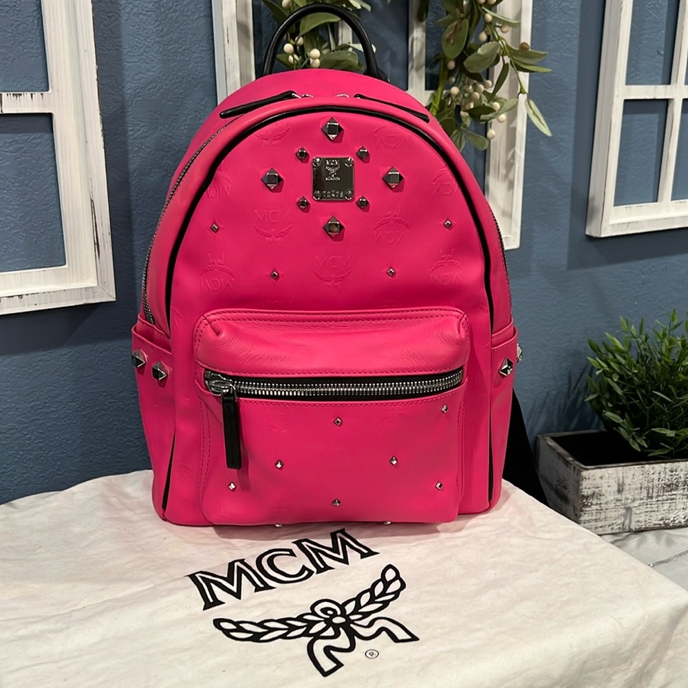 Authentic Mcm back pack PVC Hot pink mini with COA and original DUST BAG